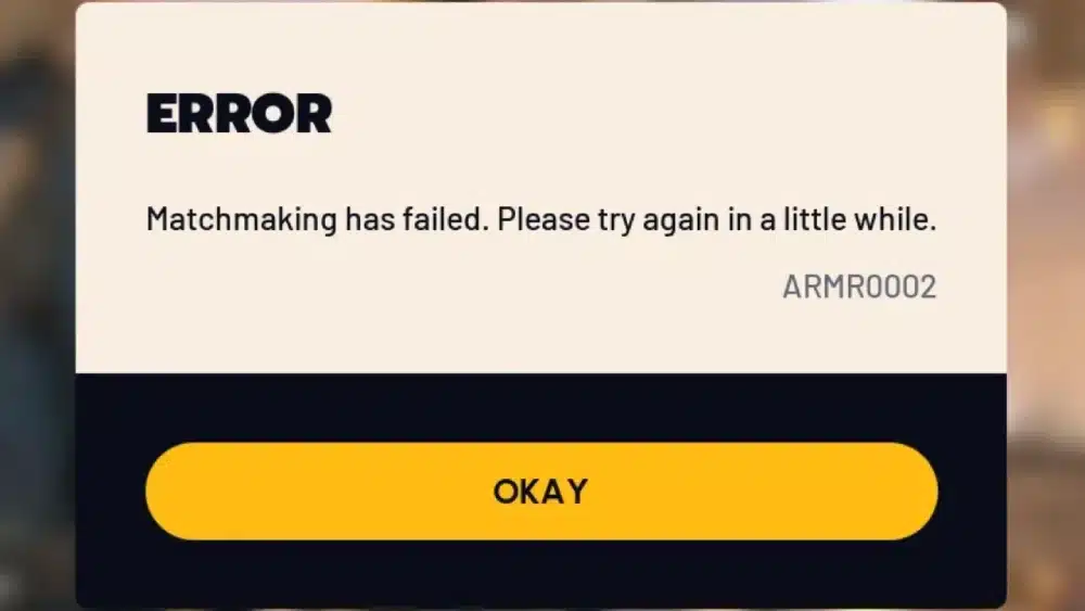 ARMR0002 Error em Arc Raiders