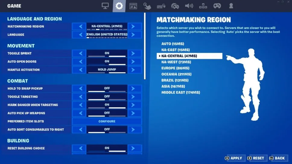 servidores NA Central Fortnite