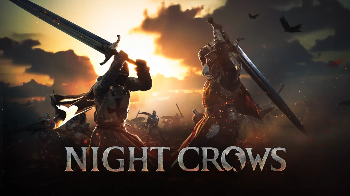 COVER WITH CHARACTERS IN A BATTLE AT NIGHT CROWS