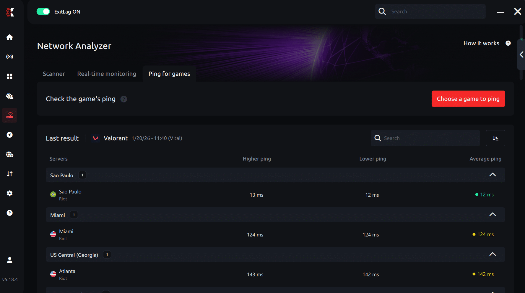Ping for games Rainbow Six Siege