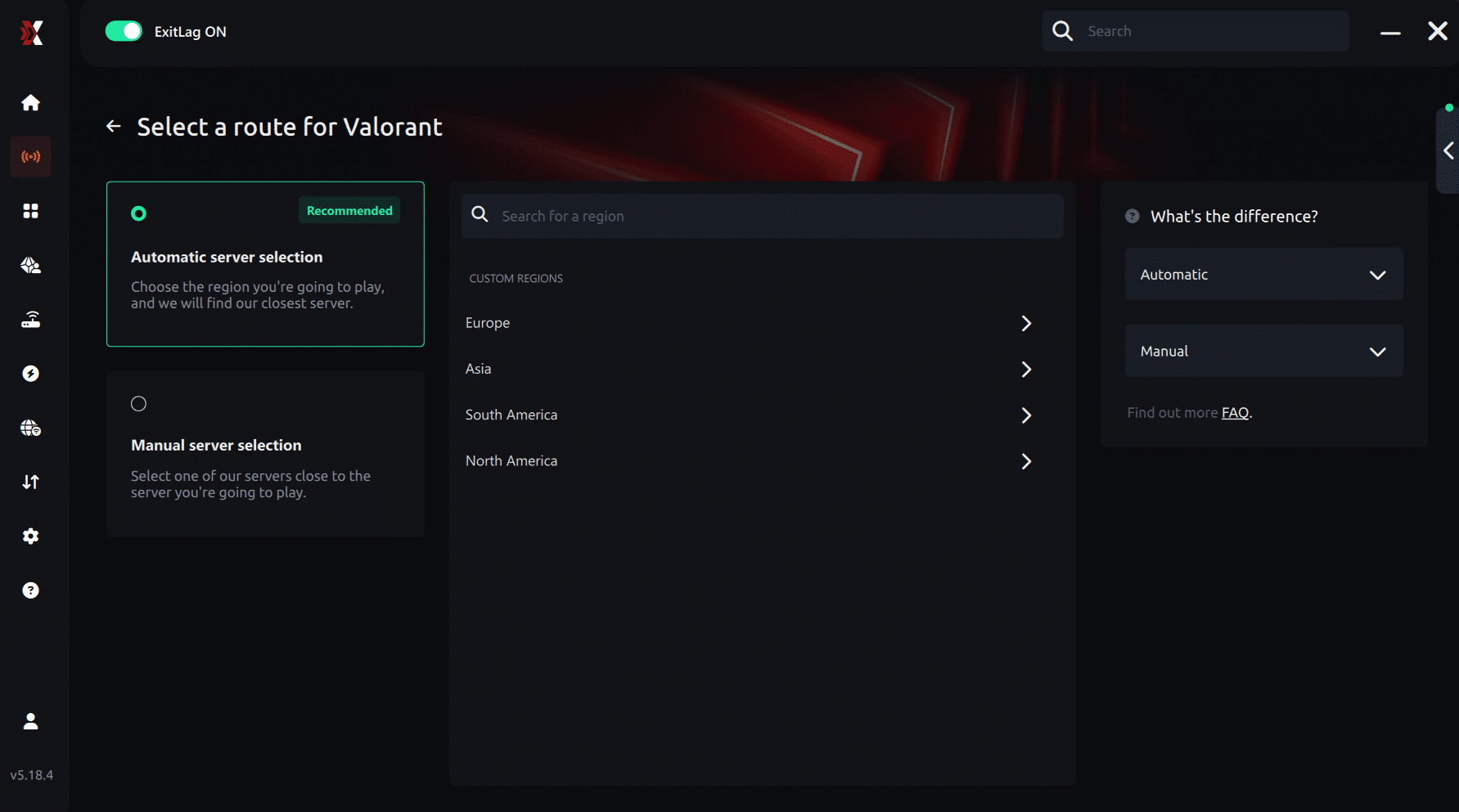 Select server Valorant