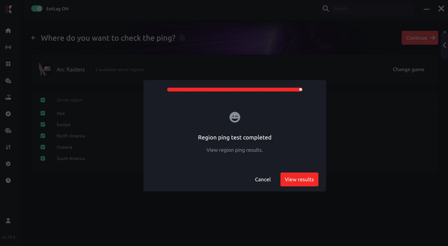 View result ping for game Arc Raiders