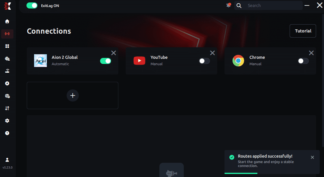 Apply ExitLag Routes Aion 2