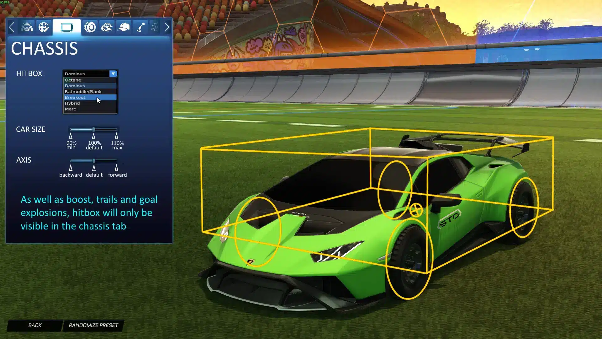Rocket League hitboxes