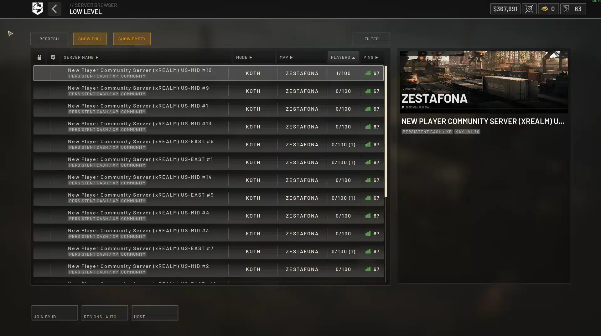 Wardogs Low Level Servers