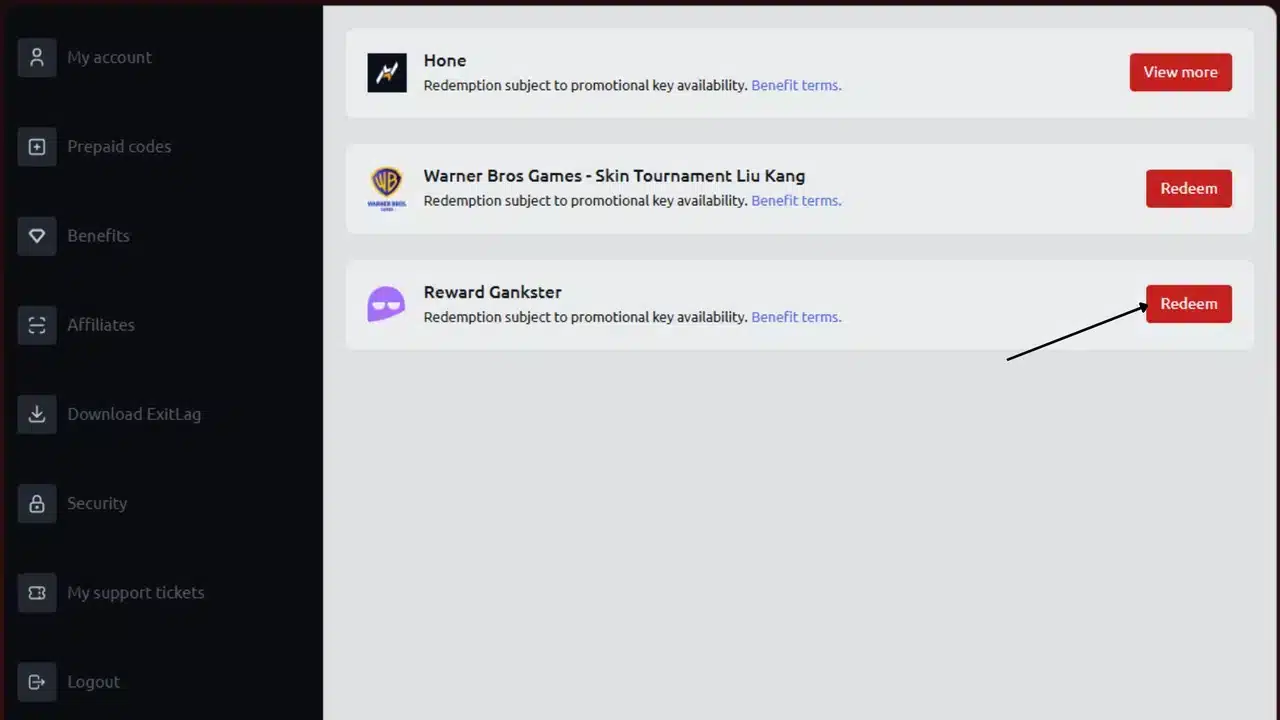Redeem Gankster Elite ExitLag