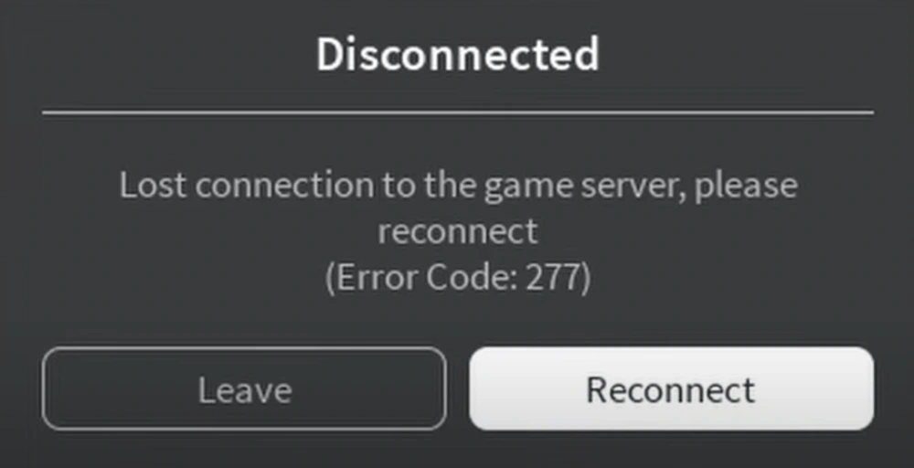 Roblox error code 277