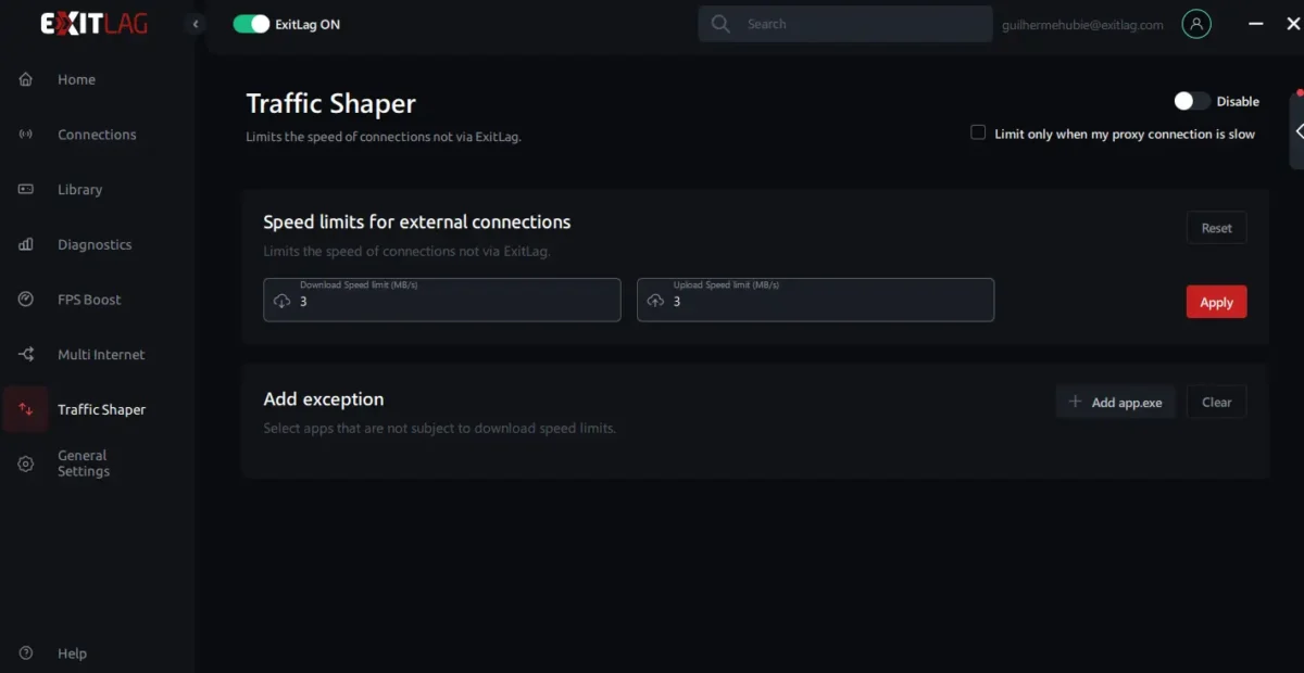 ExitLag-Traffic-Shaper fix valorant lag