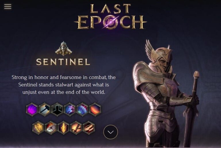 Displaying the atributes of sentinel, a class in game last epoch