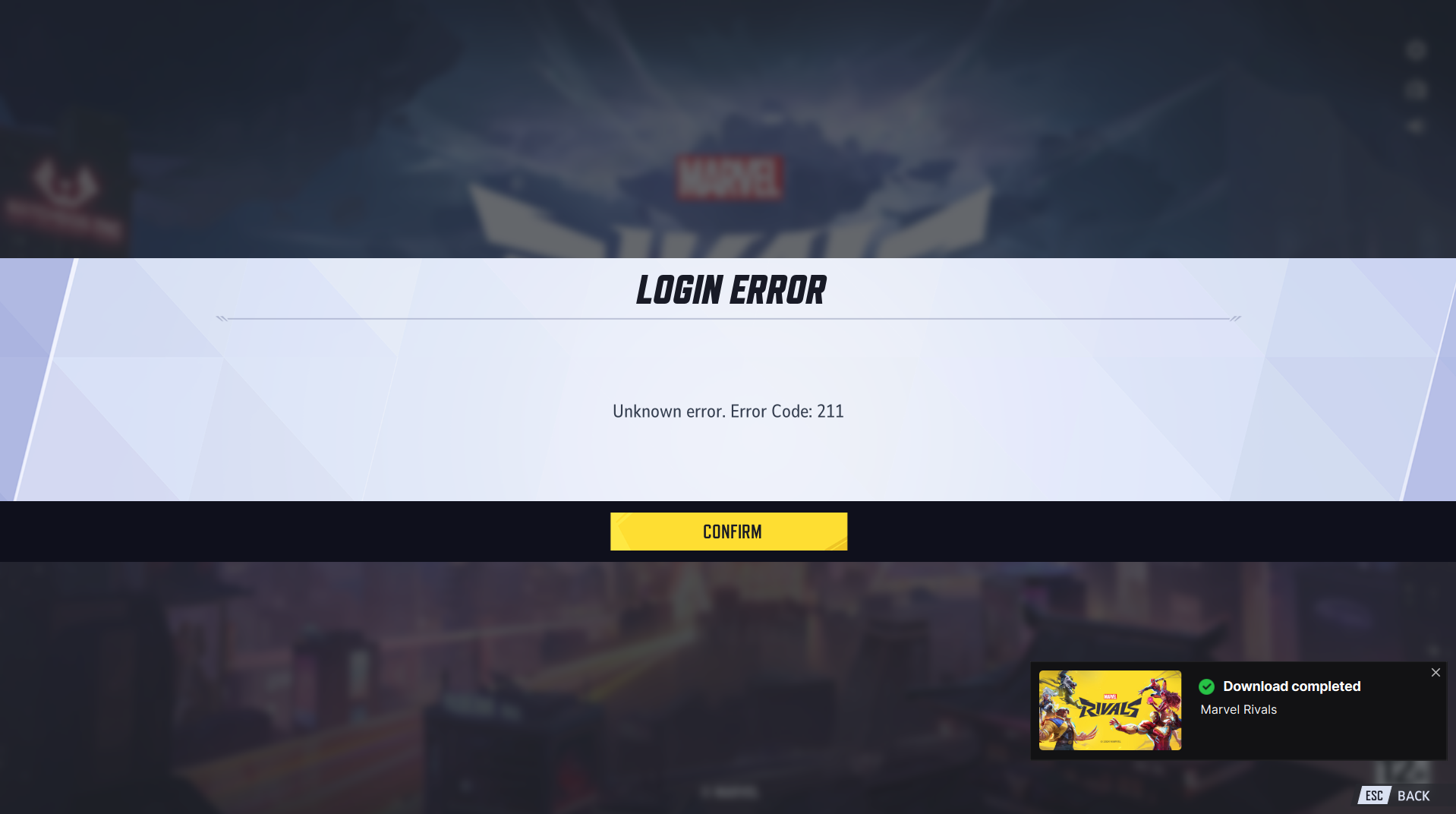 Marvel Rivals Error Code 211
