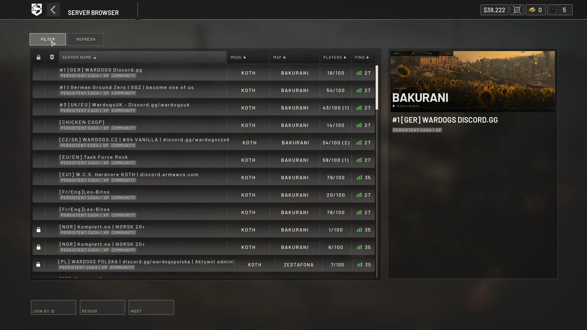 Wardogs Community Servers