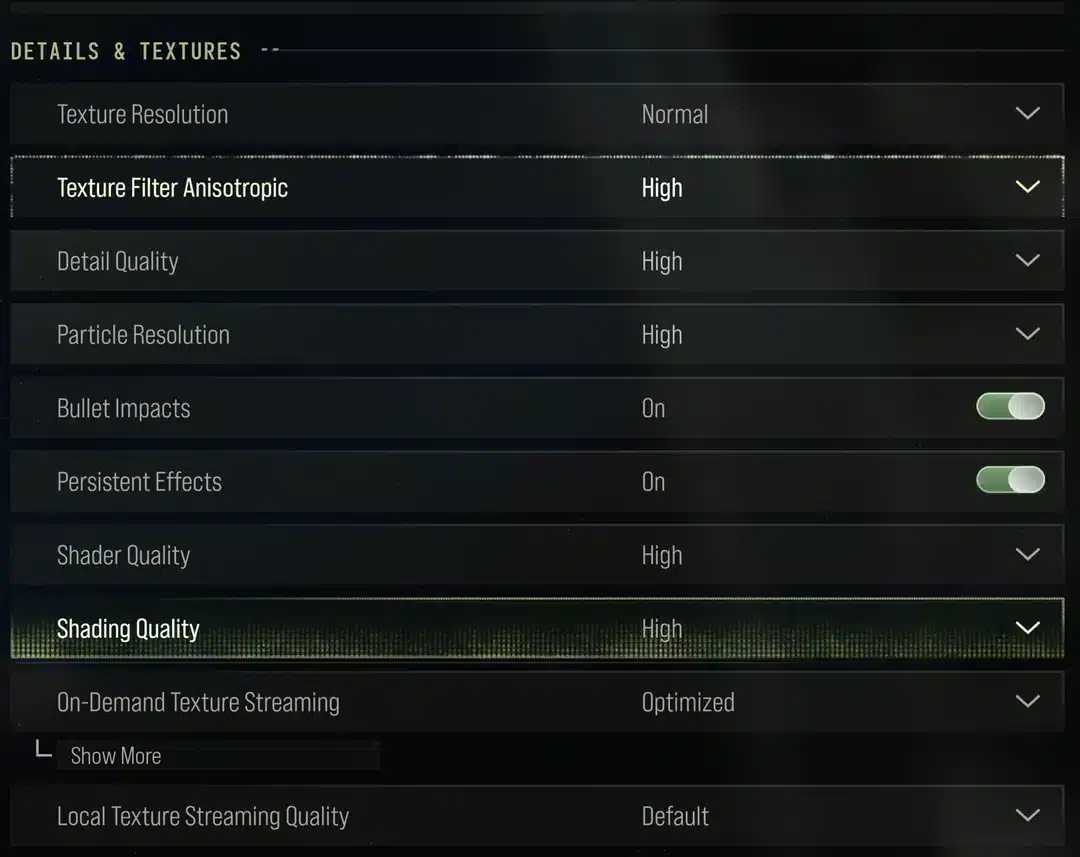 WarDogs Graphics Settings
