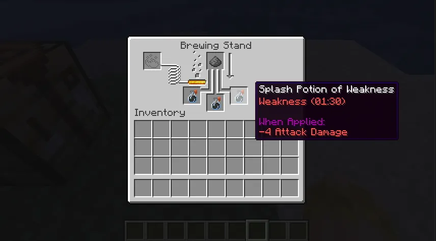 зелье слабости Minecraft