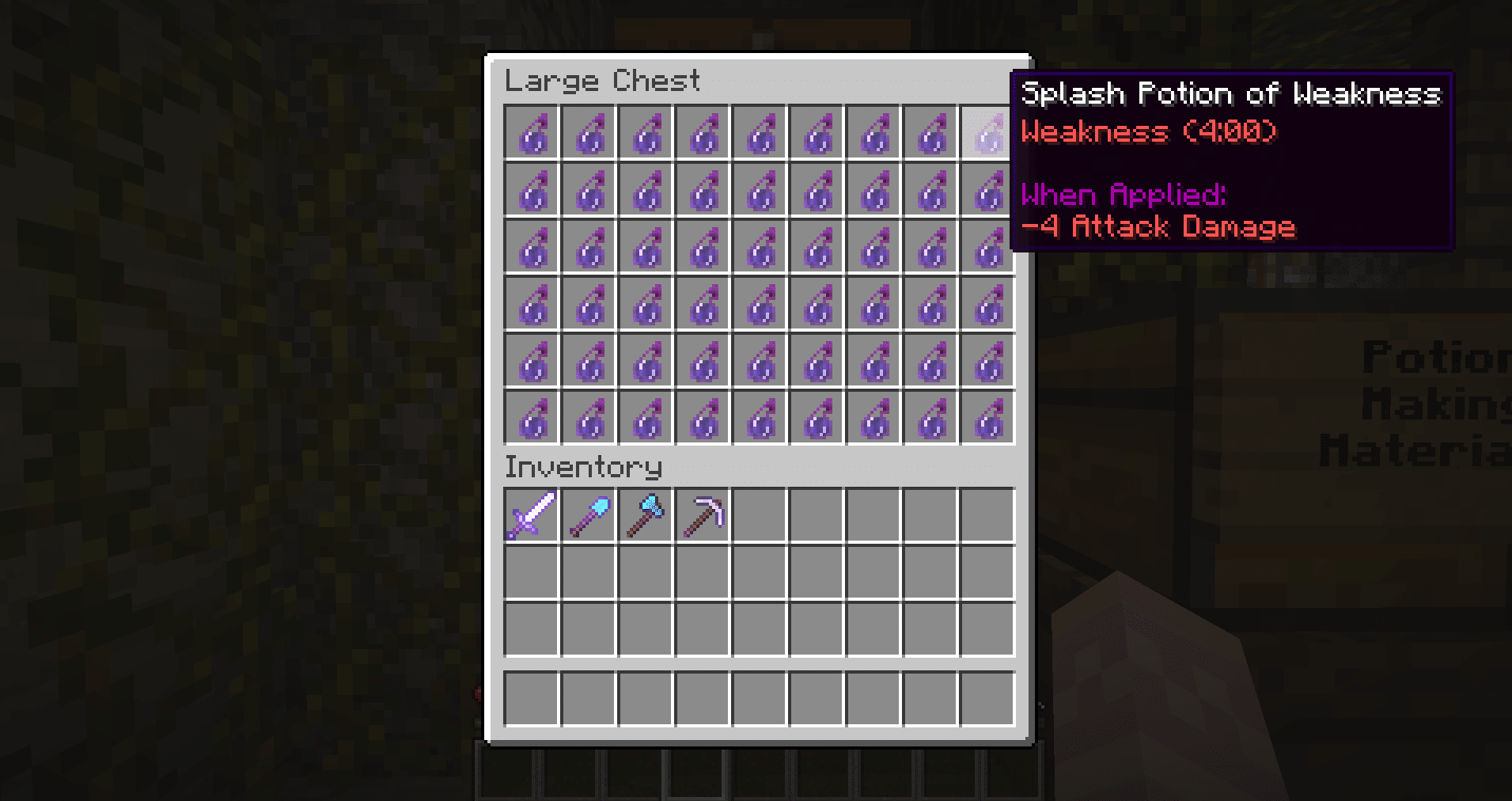 poción de debilidad Minecraft